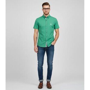 Burberry Brit Preppy Green Button-Up Short Sleeve Shirt Men's Size Medium